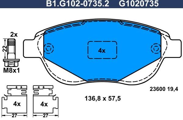Тормозные колодки Galfer. Артикул B1.G102-0735.2