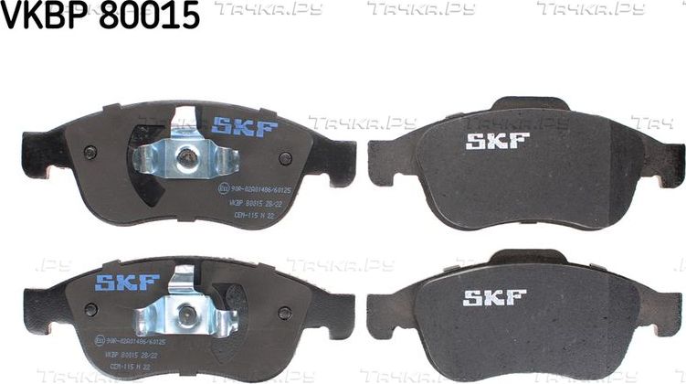 Тормозные колодки SKF передние для Renault Dokker 2013-2026. Артикул VKBP 80015