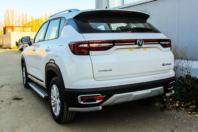 Защита Slitkoff заднего бампера d42 уголки для Changan CS35 Plus 2019-2026 Серебристая. Артикул CHANCS35P-010S