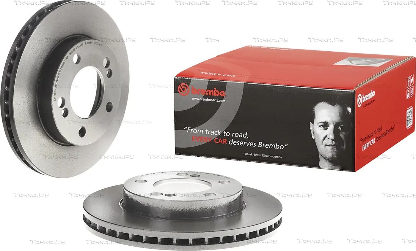 Тормозной диск Brembo PRIME LINE - UV Coated передний для SsangYong Actyon Sports I 2007-2012. Артикул 09.B974.11