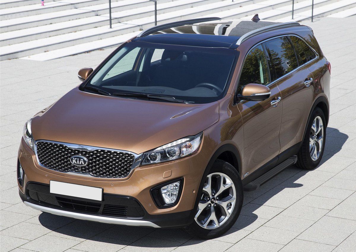 Пороги алюминиевые Rival Black для Kia Sorento III Prime 2015-2017. Артикул F180ALB.2803.3