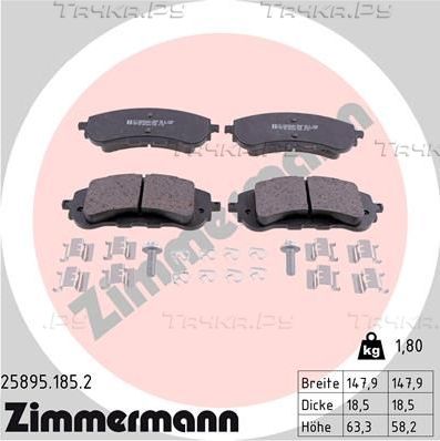 Тормозные колодки Zimmermann. Артикул 25895.185.2