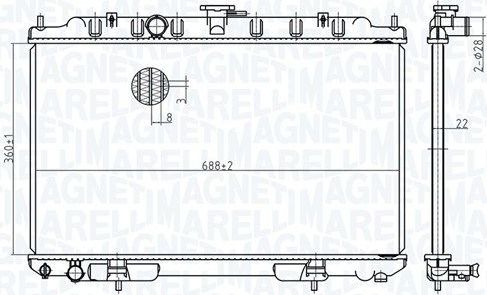 Радиатор охлаждения двигателя Magneti Marelli для Nissan Almera N16 2000-2006. Артикул 350213175700