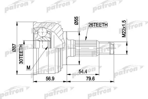 Шрус наружный (граната) Patron для Honda Civic V 1991-1995. Артикул PCV1255