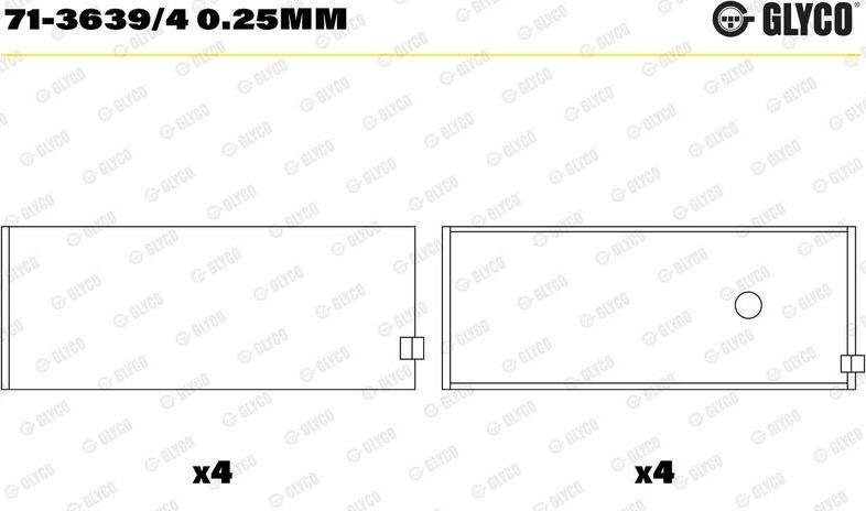 Вкладыши шатунные Glyco для Opel Insignia I 2008-2017. Артикул 71-3639/4 0.25mm