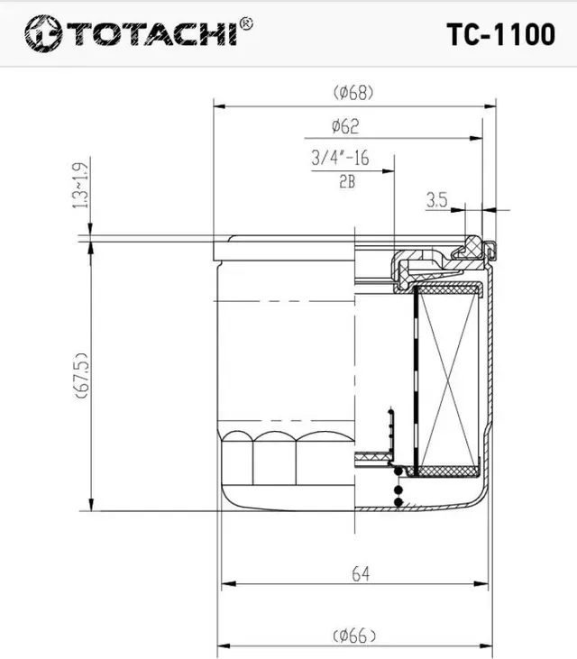TOTACHI TC-1100 C-932 15601-87703 MANN W 67/2 Totachi. Артикул TC1100