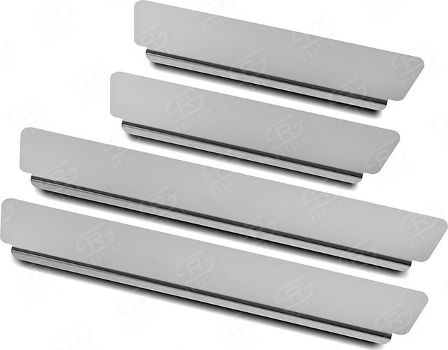 Накладки RusStal на пороги (лист нерж. зеркальный) для Hyundai Santa Fe IV рестайлинг 2021-2026. Артикул HYSFE21-01