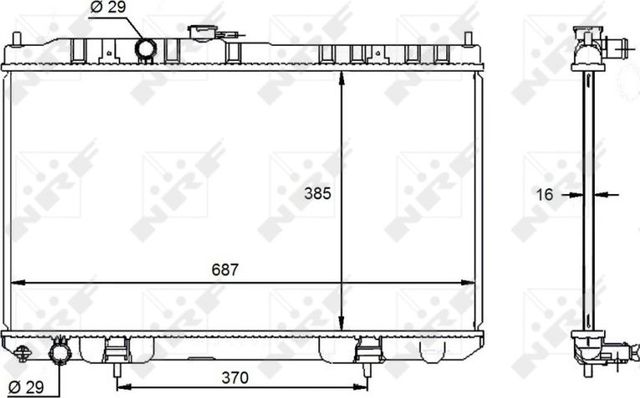 Радиатор охлаждения двигателя NRF для Nissan Almera Classic I 2006-2013. Артикул 59099