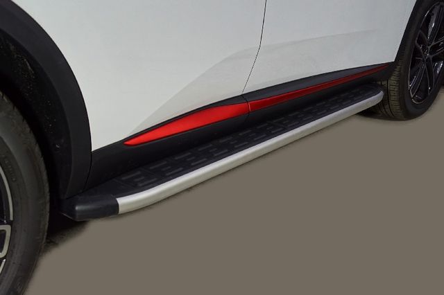 Пороги алюминиевые ТСС с пластиковой накладкой 1720 мм для Changan CS55 Plus 2WD 1.5T 2023-2026. Артикул CHANCS55PL23-07AL