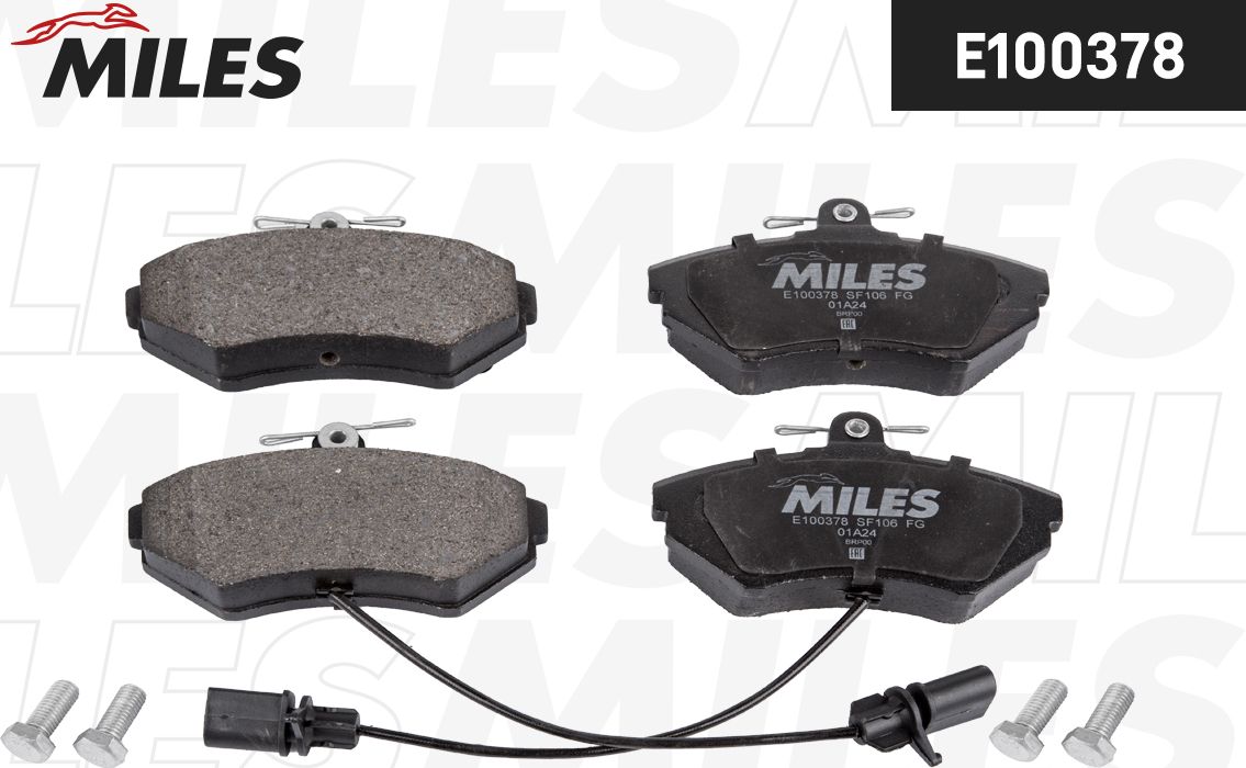 Тормозные колодки Miles (Semi-Metallic) передние для Audi A4 II (B6) 2000-2004. Артикул E100378