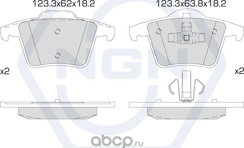 Колодки тормозные керамические, задние (NGN). Артикул 3501773