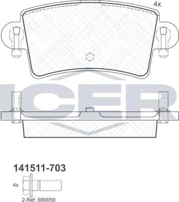 Тормозные колодки Icer. Артикул 141511-703