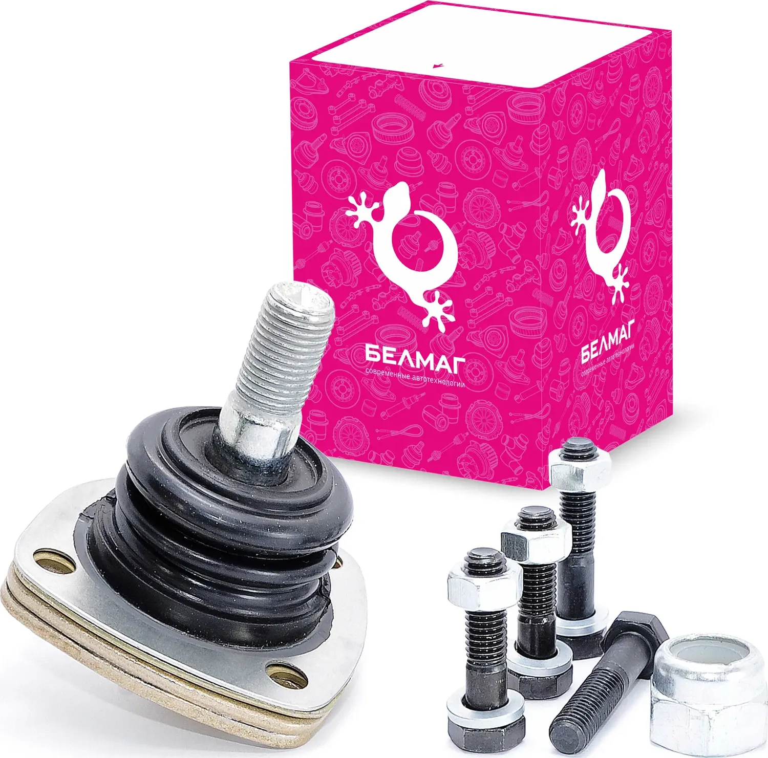 Палец шаровой передней подвески верхний ВАЗ 2121 Нива-Люкс с чехлом, с крепежом (Belmag). Артикул BM0367