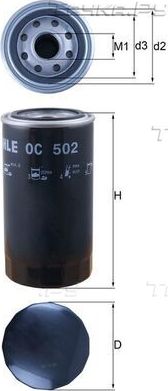 Масляный фильтр Mahle-Knecht для Ford Cargo 2012-2026. Артикул OC 502