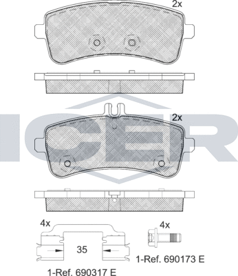 Тормозные колодки Icer. Артикул 182145