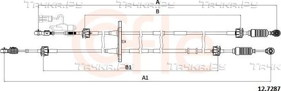 Трос переключения передач КПП Cofle для Fiat Doblo II 2010-2019. Артикул 92.12.7287