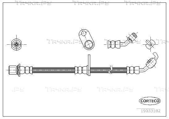Тормозной шланг Corteco передний правый для Toyota RAV4 II (XA20) 2000-2005. Артикул 19033102