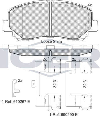 Тормозные колодки Icer передние для Mazda CX-5 II 2017-2026. Артикул 182055