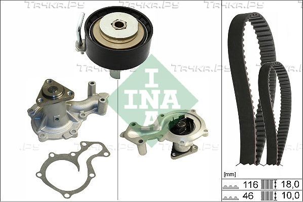 Помпа (водяной насос) с комплектом ремня ГРМ Ina для Ford Fiesta VI 2012-2013. Артикул 530 0701 30