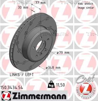Тормозной диск Zimmermann Black Z передний левый для BMW 6 II (E63/E64) 2003-2010. Артикул 150.3434.54
