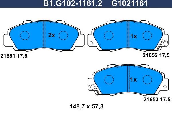 Тормозные колодки Galfer. Артикул B1.G102-1161.2