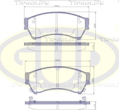 Тормозные колодки G.U.D. передние для Mazda 6 II (GH) 2007-2013. Артикул GBP119602