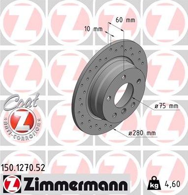 Тормозной диск Zimmermann SPORT Z. Артикул 150.1270.52