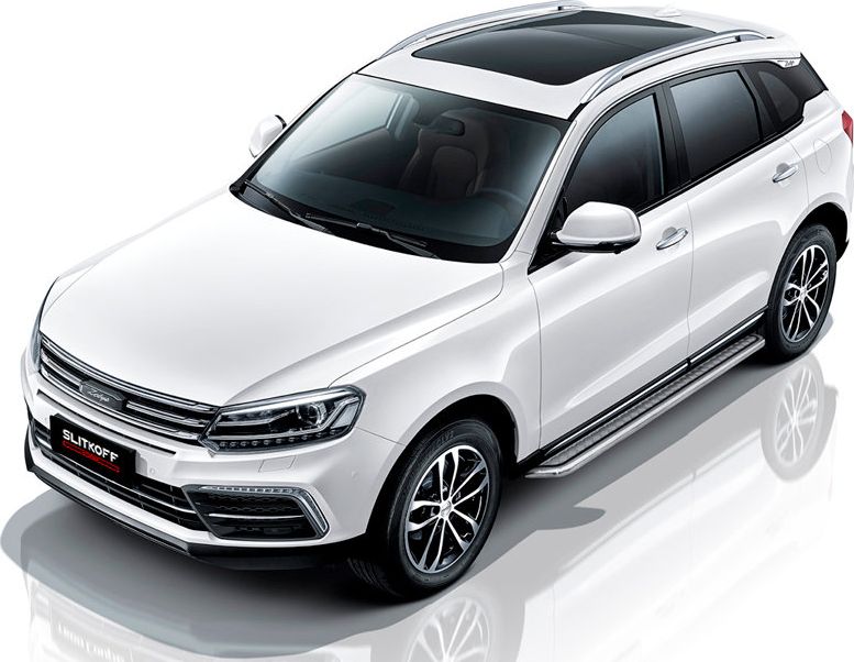 Пороги Slitkoff d57 с листом для Zotye Coupa 2018-2026. Артикул ZOTCOP-005