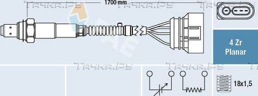 Лямбда-зонд (кислородный датчик) FAE для Skoda Superb I 2001-2008. Артикул 77903