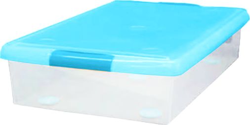 Короб для хранения Iris Ohyama THIN BOX 34л, Прозрачный-голубой. Артикул UG-725B