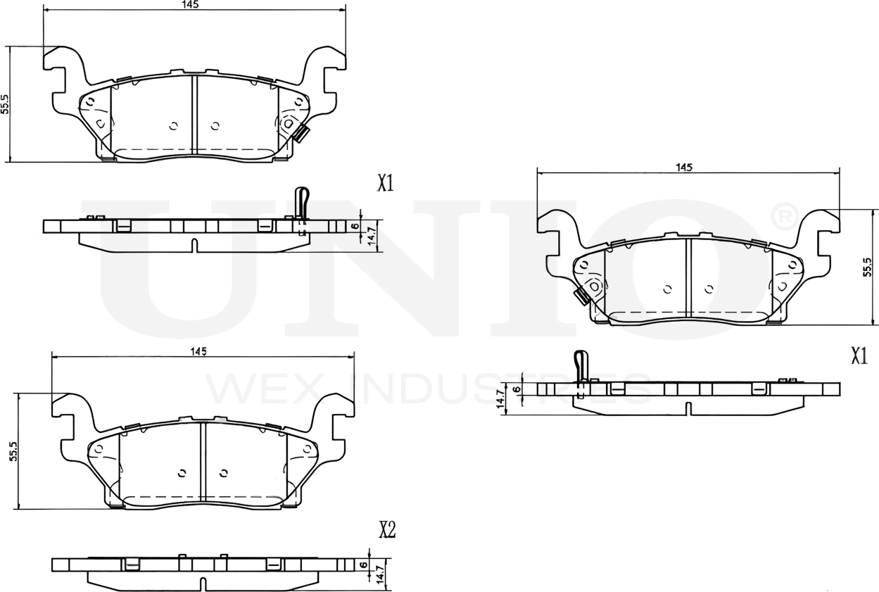 Колодки тормозные дисковые, комплект (Unio). Артикул BRP-20029