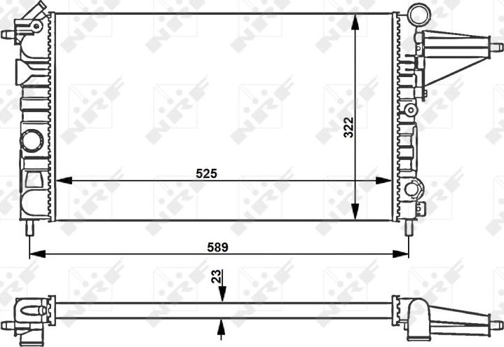Радиатор охлаждения двигателя NRF (алюминий). Артикул 58775