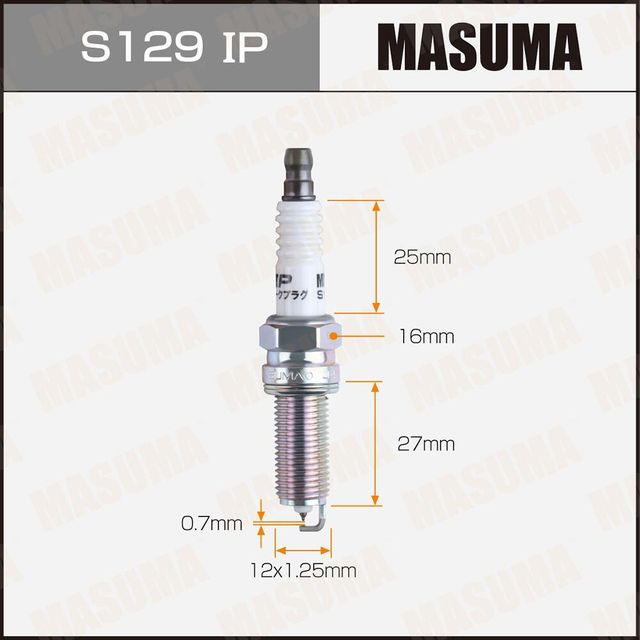 Свеча зажигания MASUMA IRIDIUM+PLATINUM (ILKR9Q7G). Артикул S129IP