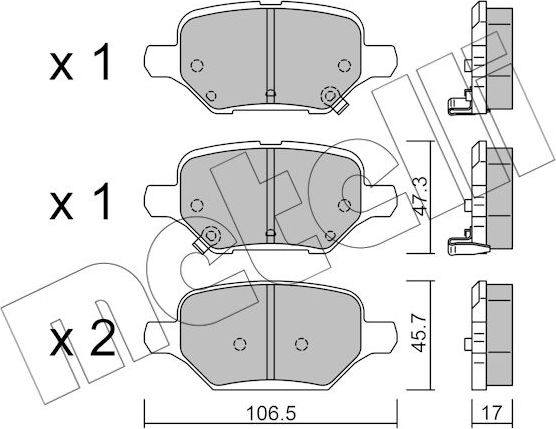 Тормозные колодки Metelli задние для Opel Mokka I 2012-2026. Артикул 22-1213-0