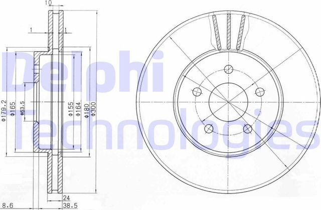 Тормозной диск Delphi передний для Jaguar X-Type I 2001-2009. Артикул BG3537C