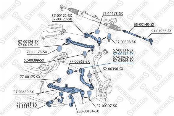 Поперечный рычаг задней подвески Stellox. Артикул 57-00132-SX