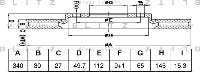 Диск тормозной VW GOLF VII 13- перед.вент. (Blitz). Артикул BS0528