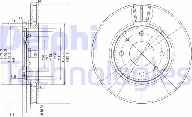 Тормозной диск Delphi. Артикул BG3501C