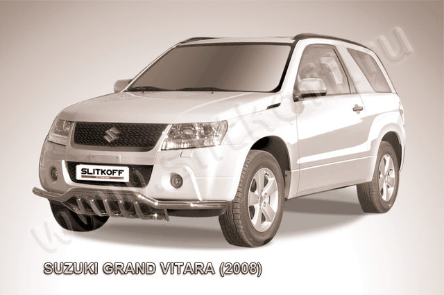 Защита Slitkoff переднего бампера d57 с защитой картера для Suzuki Grand Vitara III 3-дв. 2008-2012. Артикул SGV3D08007