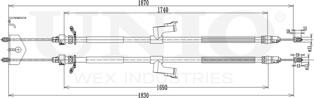 Трос ручного тормоза (Unio). Артикул CAB-60055