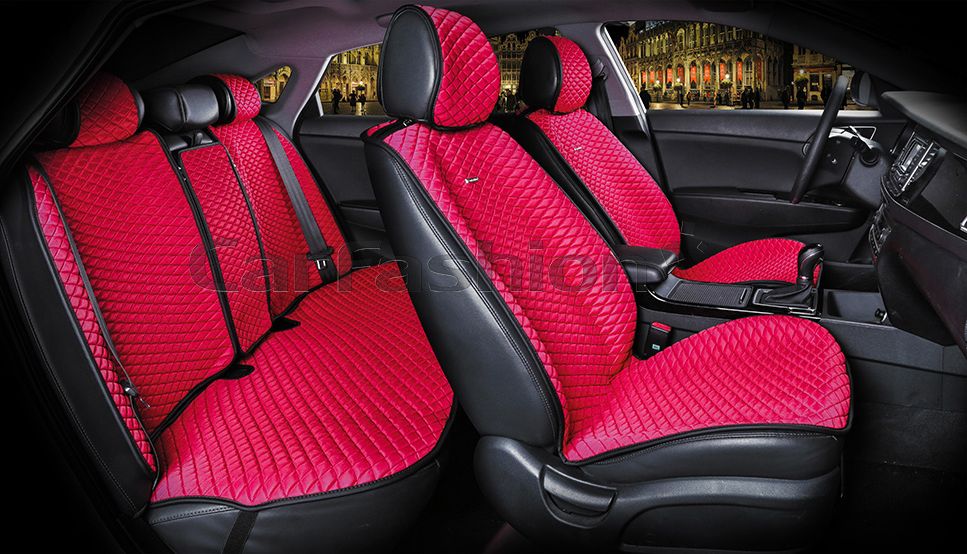 Накидки универсальные CarFashion Palermo Plus для авто, цвет Красный/Бордовый. Артикул 21771
