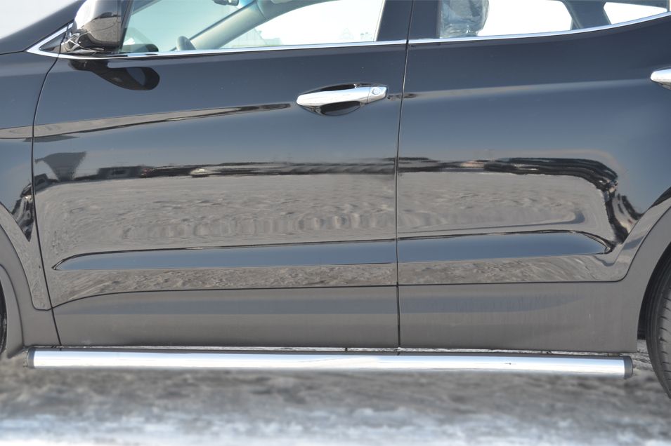 Защита порогов RusStal труба d63 (вариант 2) для Hyundai Santa Fe II 2010-2012. Артикул HST-0007692