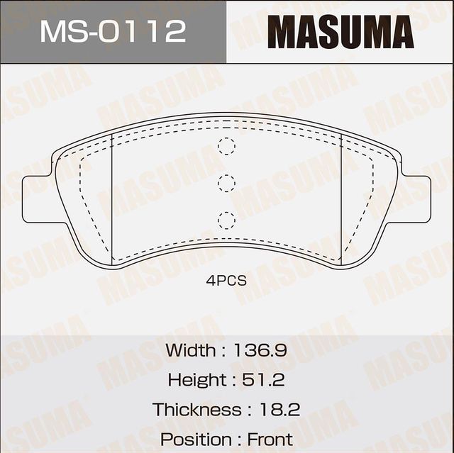 Тормозные колодки Masuma. Артикул MS-0112
