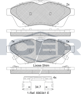 Тормозные колодки Icer. Артикул 182144