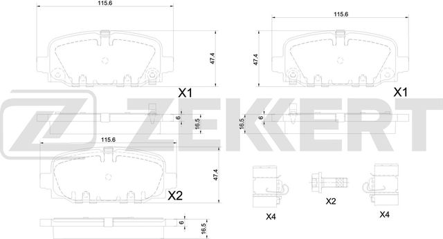 Тормозные колодки Zekkert задние для Jeep Compass II 2016-2026. Артикул BS-1354