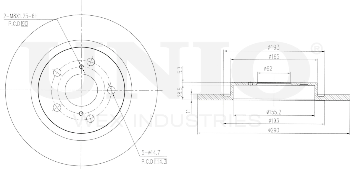 Диск тормозной (Unio). Артикул BRD-20515