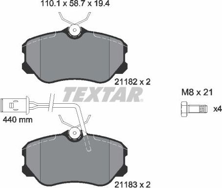 Тормозные колодки Textar передние для Alfa Romeo 164 I 1990-1998. Артикул 2118204