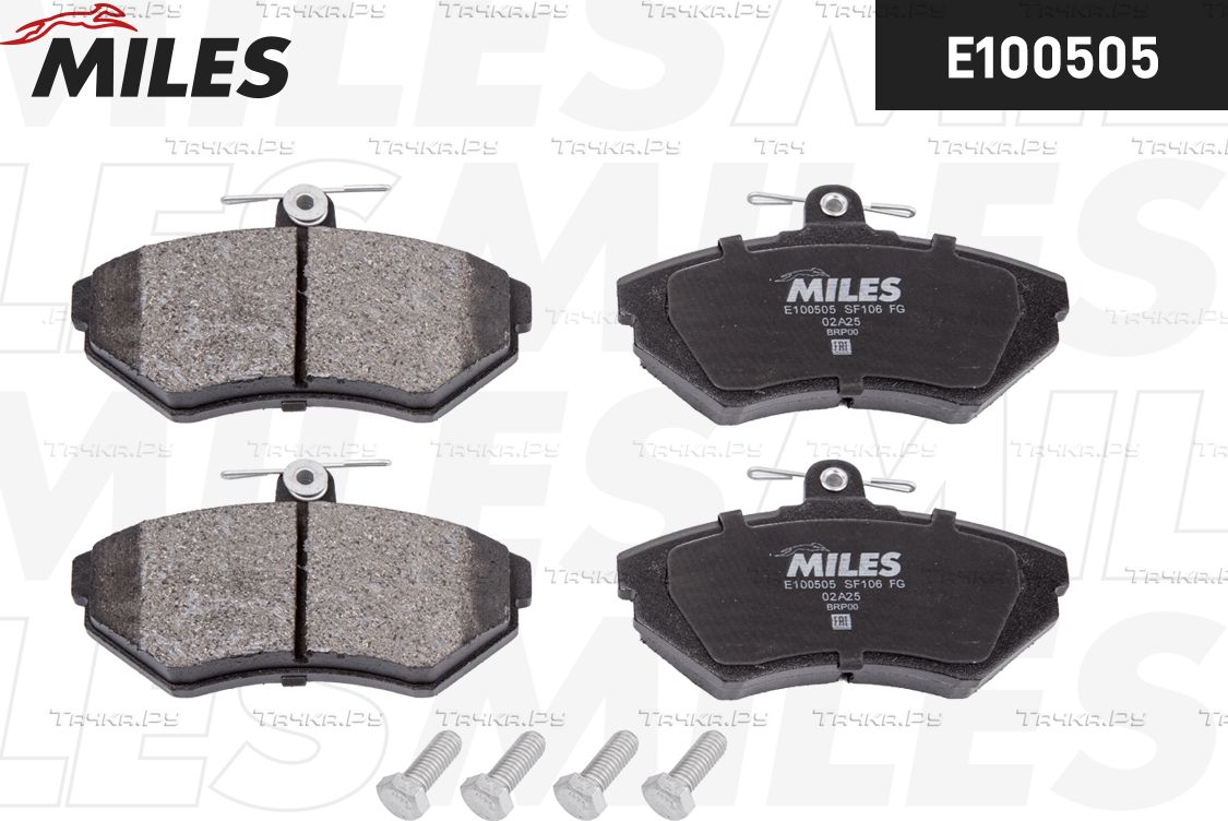 Тормозные колодки Miles (Semi-Metallic) передние для Volkswagen Caddy II 1996-2004. Артикул E100505