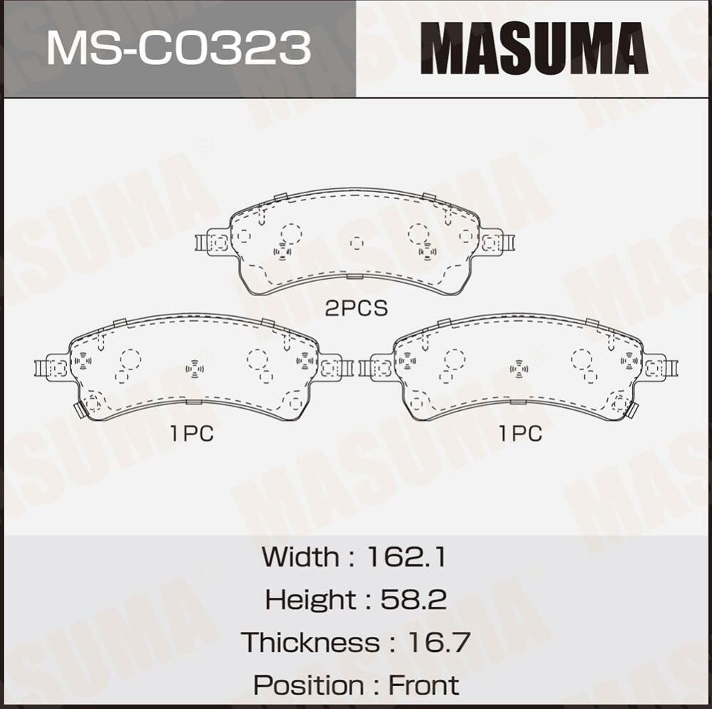 Колодки дисковые MASUMA, PN81001 front (1/8) Masuma. Артикул MSC0323