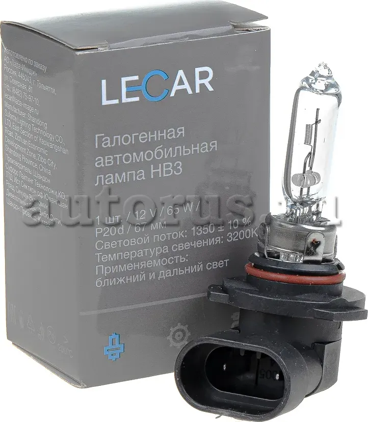 АВТОМОБИЛЬНАЯ ЛАМПА LECAR НВ3 (12V 60W P20D), 1 ШТ.. Артикул LECAR000241301